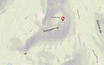 Approximate location of missing skier Liam Walsh