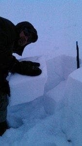 Very easy failure at top of weak facets when isolating column up Nicks @ 4200'